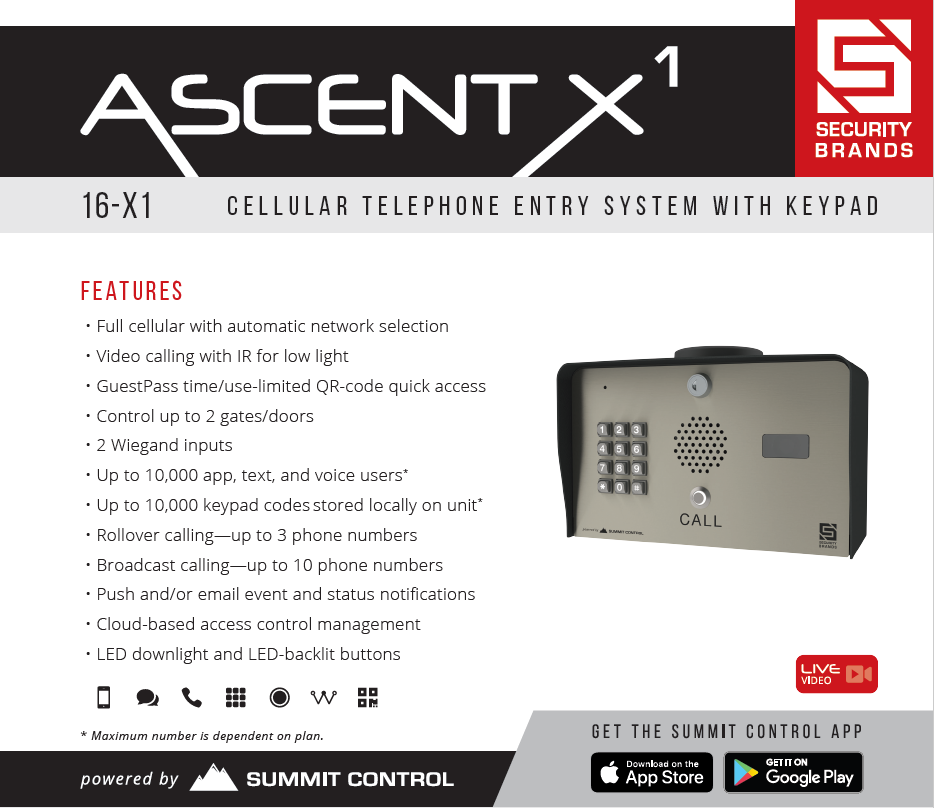 American Fence & Supply Co.: ASCENT X-1 CELLULAR ENTRY SYSTEM